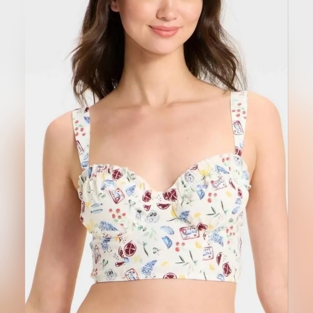 Colsie Floral Print Bralette Bustier Crop Top